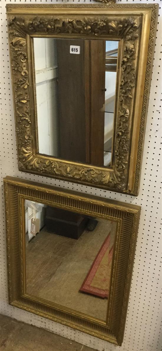 Gilt-framed mirror & a small modern mirror